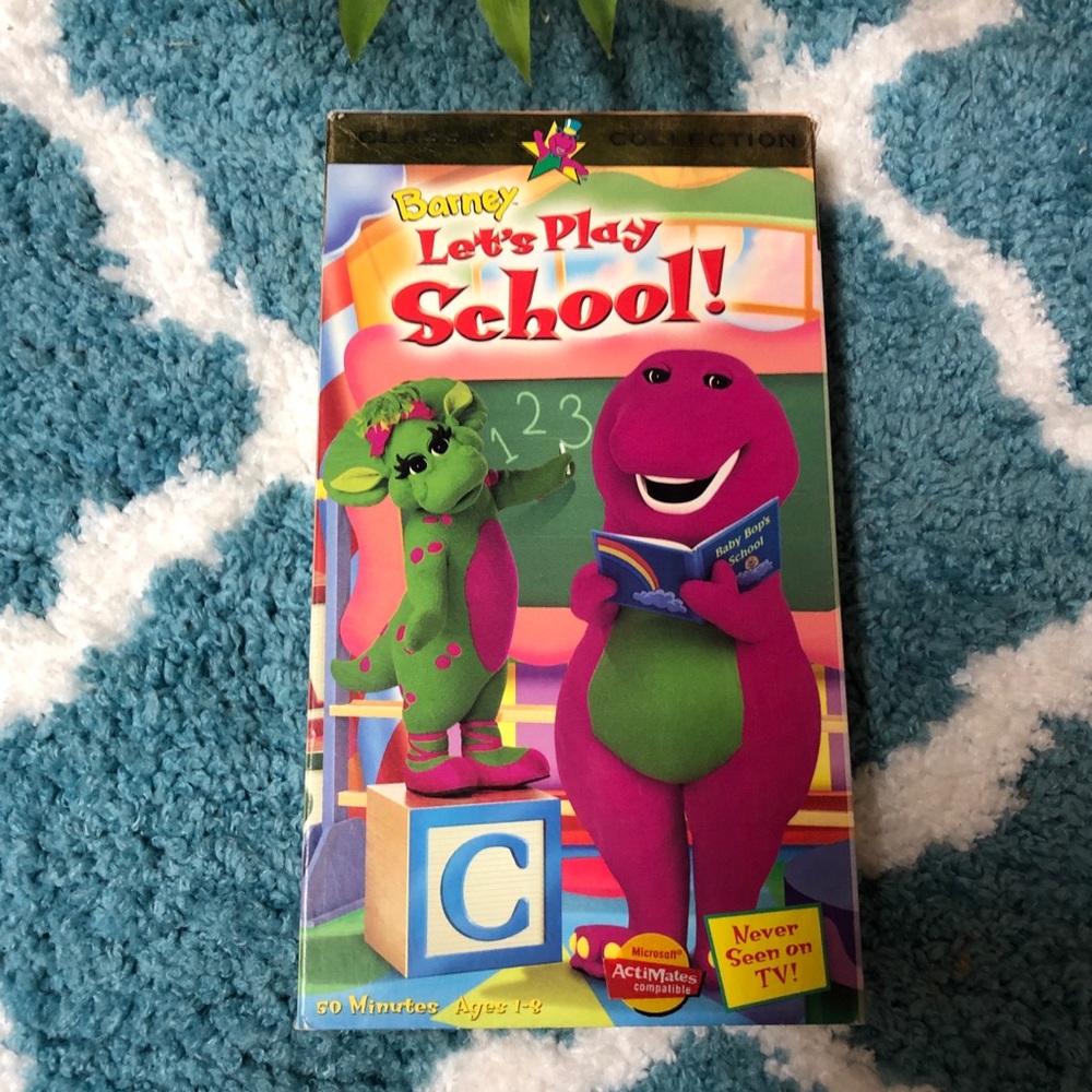 Barney Lets Play School VHS Home Movie Tape